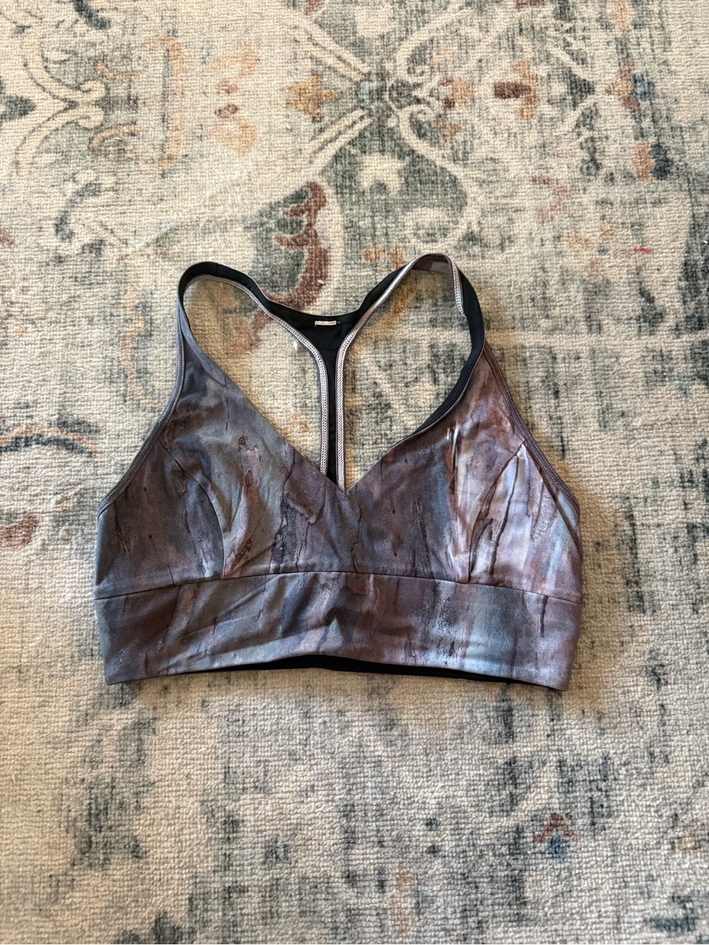 lululemon lab athletica Tie-Dye Racerback Sports Bra in Brown and Gray